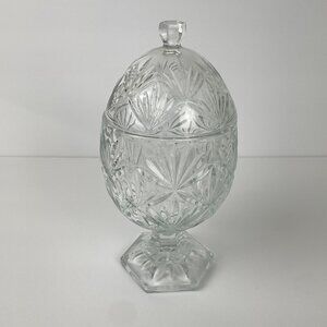 Vintage Luminarc Windsor Crystal Egg-Shaped Pedestal Candy Dish